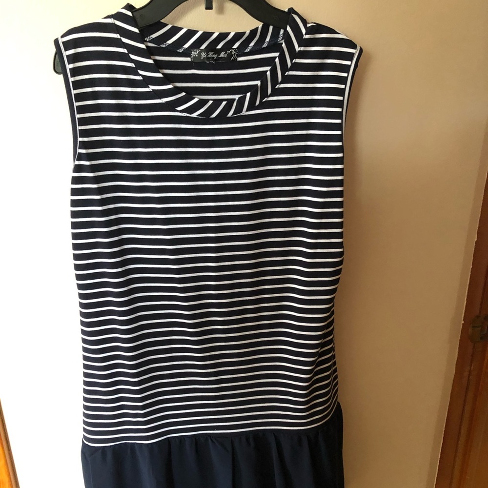 Navy blue and white stripe